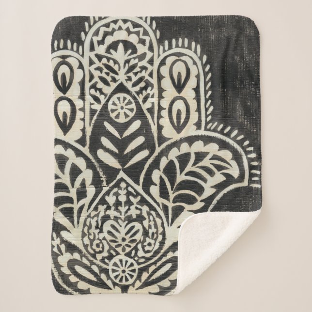 Night Hamsa Sherpa Blanket (Front)
