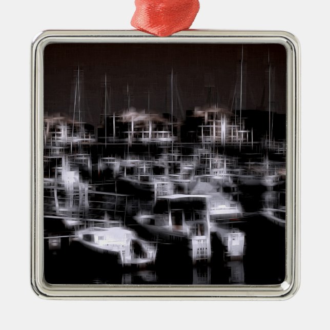 Night harbour digital effect of style "impression" metal tree decoration (Front)