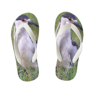 Night Heron in the Green Grass Kid's Flip Flops