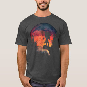 Night Hiking Trekking Lovers Watercolor Moon In Th T-Shirt