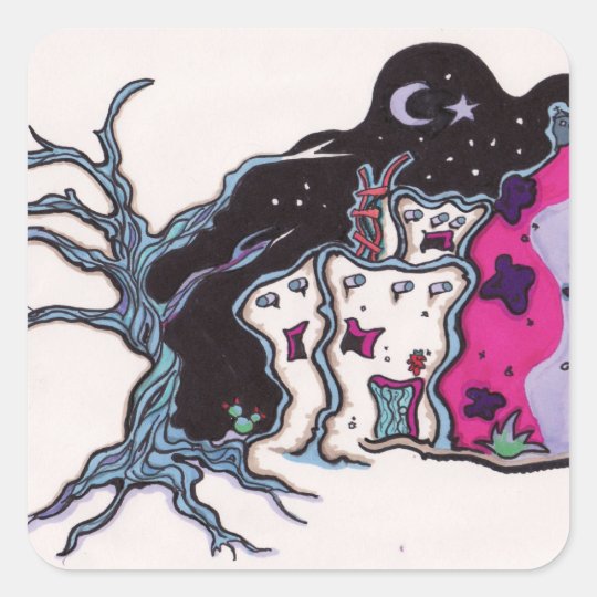 Night house square sticker