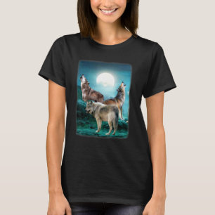 Night Howling At The Moon Wolves Wolf Animal Jungl T-Shirt
