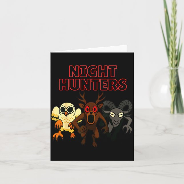 Night Hunters. 3 Animals In The Forest. Cool Gamer Card (Front)
