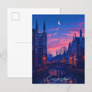 Night in Cambridge England Vintage Travel Postcard