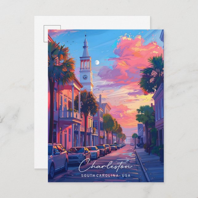 Night in Charleston South Carolina USA Travel  Postcard (Front/Back)
