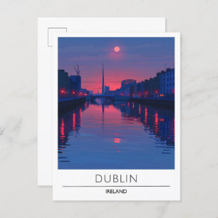 Night In Dublin Ireland Travel  Postcard