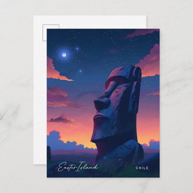 Night in Easter Island Chile Travel  Postcard (Front/Back)