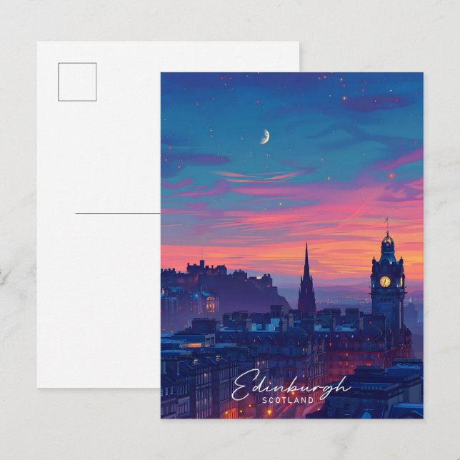 Night in Edinburgh Scotland Travel  Postcard (Front/Back)