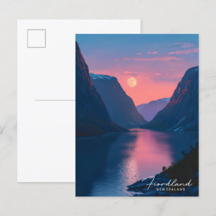 Night in Fiordland New Zealand Travel  Postcard