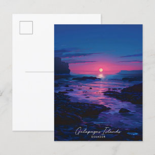 Night in Galapagos Islands Ecuador Vintage Travel Postcard