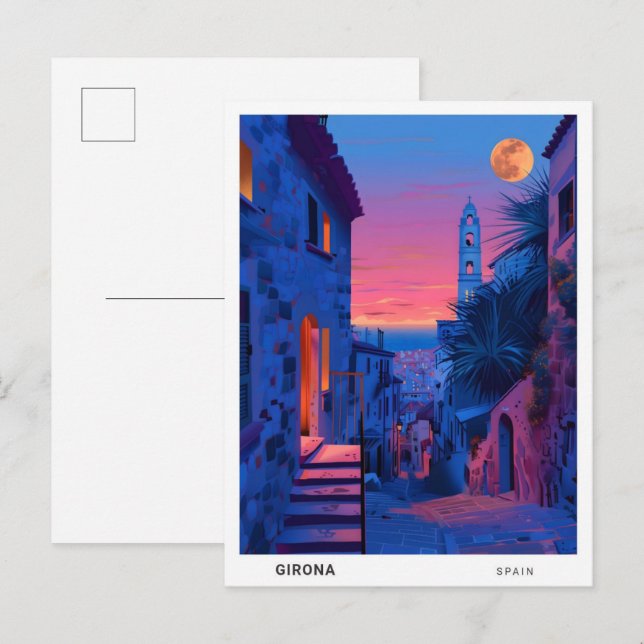 Night in Girona Spain Travel  Postcard (Front/Back)