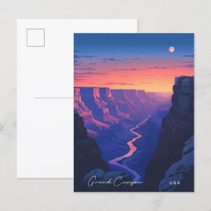 Night in Grand Canyon USA Travel Postcard
