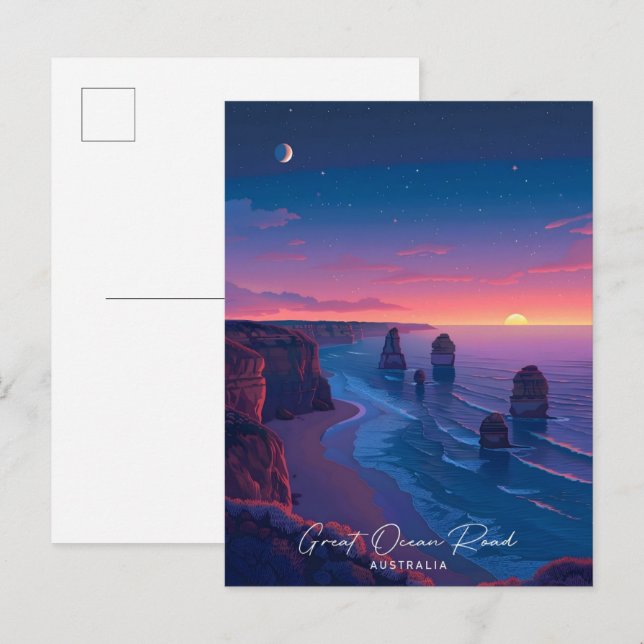 Night in Great Ocean Road Australia Travel  Postcard (Front/Back)