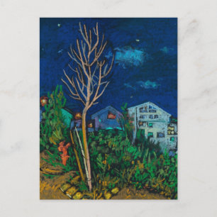 Night in Haifa, Cityscape Landscape Painting Art Postcard
