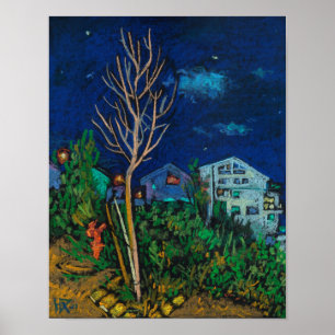 Night in Haifa, Cityscape Landscape Painting Art Poster