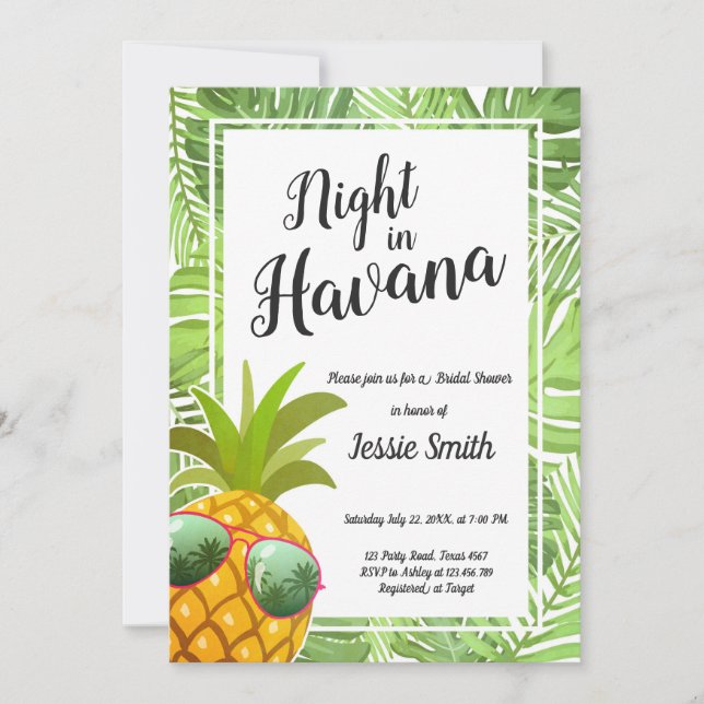 Night In Havana Bridal Shower Invitation Hot Night (Front)