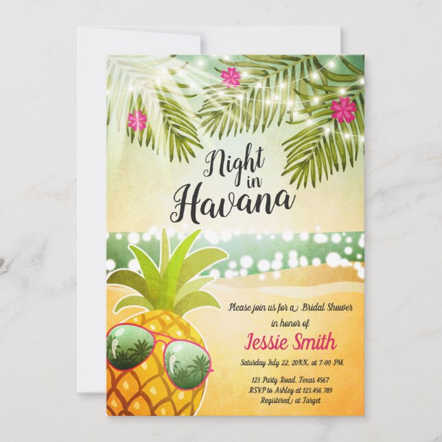 Night In Havana Bridal Shower Invitation Hot Night (Front)