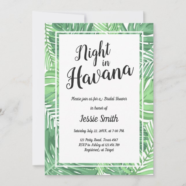 Night In Havana Bridal Shower Invitation Hot Night (Front)