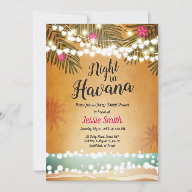 Night In Havana Bridal Shower Invitation Hot Night (Front)