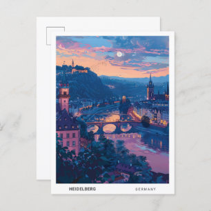 Night in Heidelberg Germany Travel  Postcard
