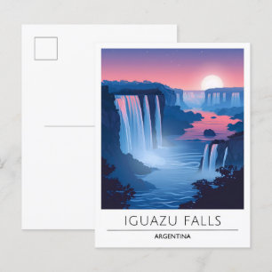 Night in Iguazu Falls Argentina Travel  Postcard