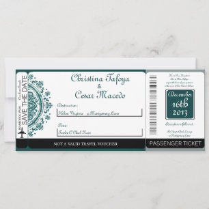 Night in India Boarding Pass Wedding Invitation