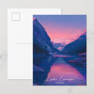 Night in Lake Louise Canada Travel Postcard
