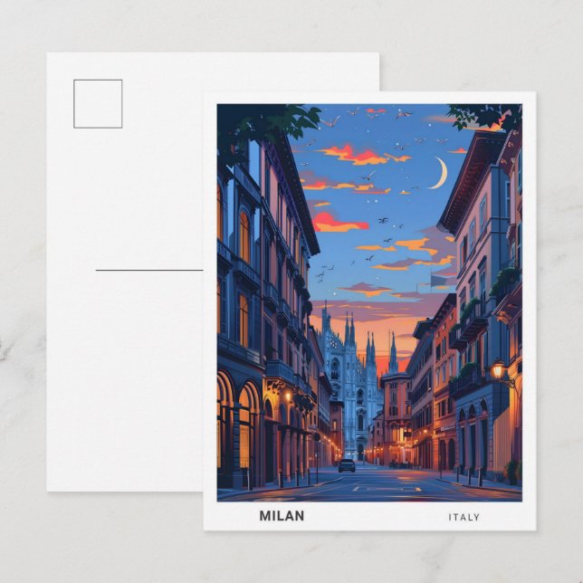 Night in Milan Italy Travel  Postcard (Front/Back)