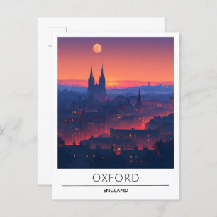 Night in Oxford England Travel Postcard