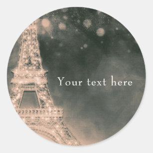 Night in Paris Eiffel Tower & Lights Elegant Favou Classic Round Sticker