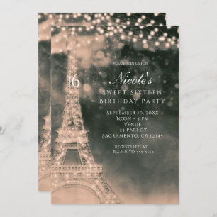 Night in Paris Eiffel Tower & Lights Invitations