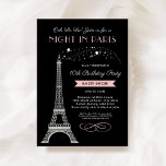 Night in Paris Girly Eiffel Tower Birthday Party Invitation<br><div class="desc">Ooh La La! This "Night in Paris" French inspired Birthday Party invitation for a 10 year old (or mademoiselles of any age) features a sparkling faux silver glitter Eiffel Tower and a chic colour scheme of light pink, black. The elegant and stylish text can be completely personalised with the birthday...</div>