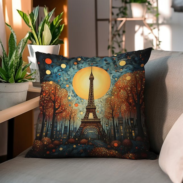 Night In Paris Mid-Century Painting Cushion (Creator Uploaded)