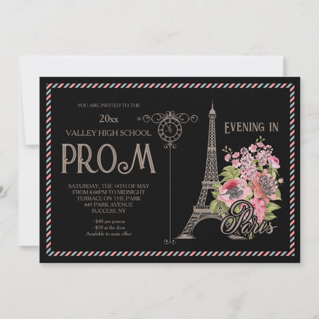 Night In Paris Prom Invitations (Front)