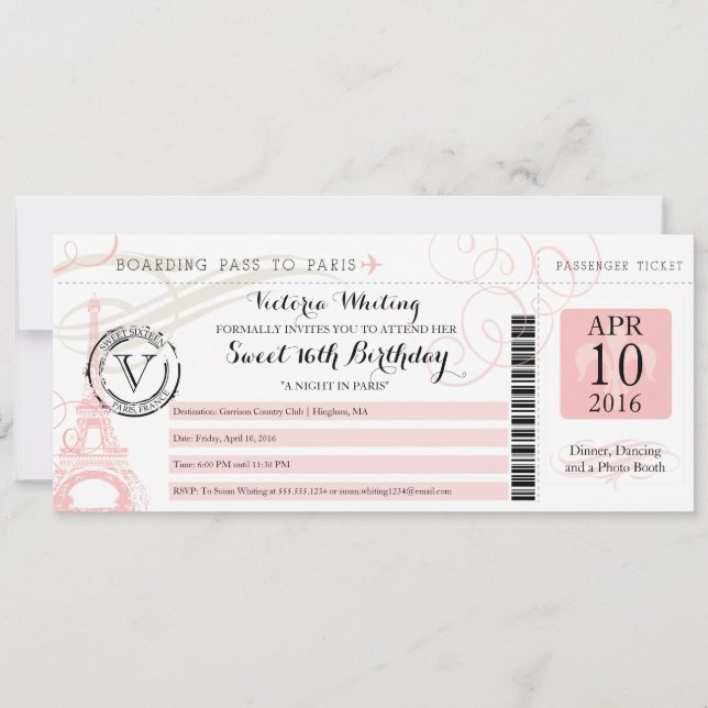 Night in Paris | Sweet 16 Birthday Invitation (Front)