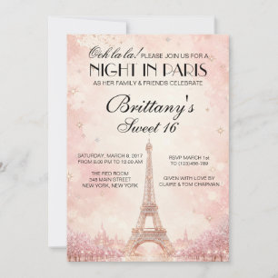 Night in Paris Sweet 16 Custom Invitation