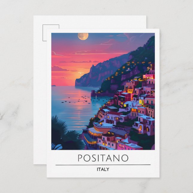 Night in Positano Italy Travel  Postcard (Front/Back)
