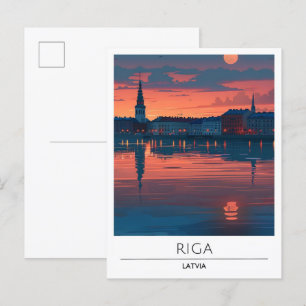 Night in Riga Latvia Travel  Postcard