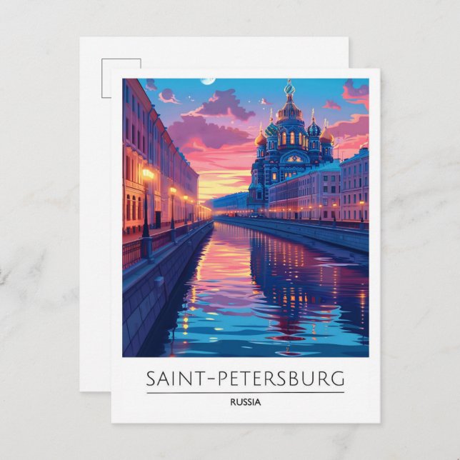 Night in Saint Petersburg Russia Travel  Postcard (Front/Back)