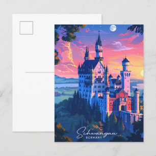 Night in Schwangau Germany Travel Postcard