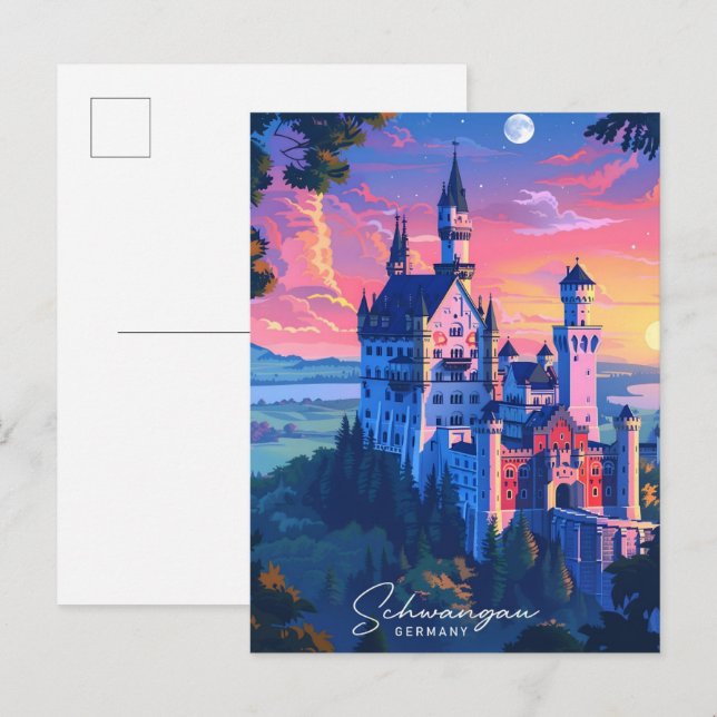Night in Schwangau Germany Travel  Postcard (Front/Back)