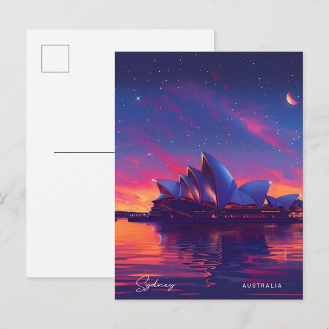 Night in Sydney Australia Travel  Postcard (Front/Back)