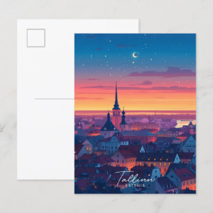 Night in Tallinn Estonia Travel  Postcard