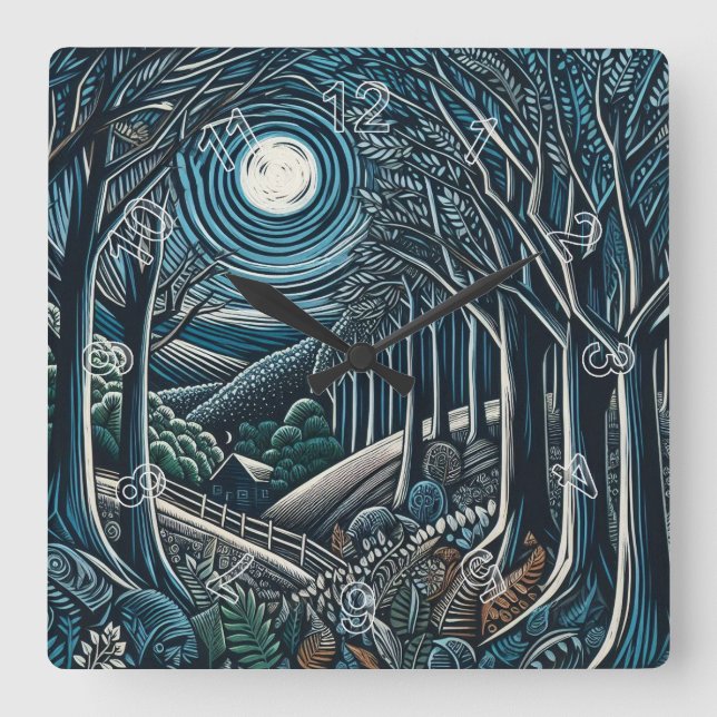 Night in the Woods Square Wall Clock (Front)