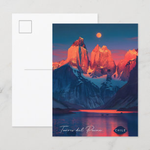 Night in Torres del Paine Chile Vintage Travel  Postcard