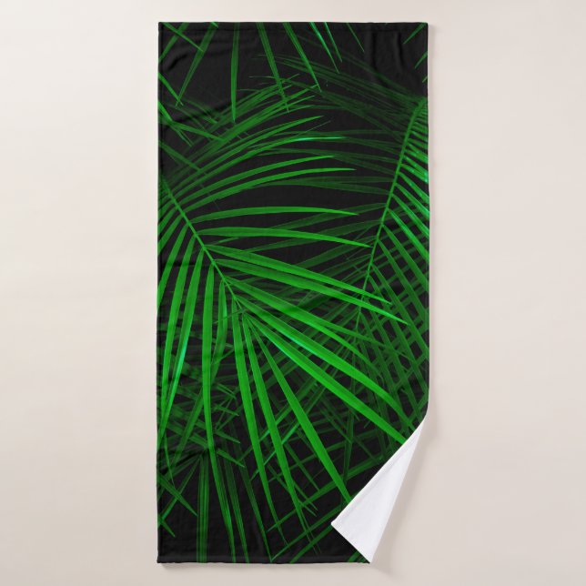 Night in tropical rainforest. Palm leaves lit with Bath Towel (Bath Towel)