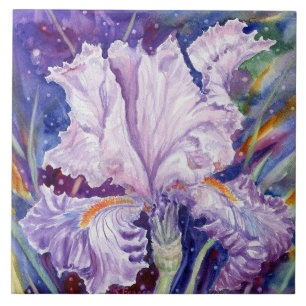 "Night Iris" Ceramic Tile
