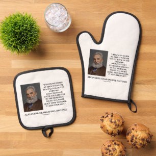 Night Is A More Quiet Time To Work Graham Bell Qte Oven Mitt & Pot Holder Set