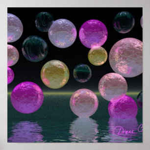 Night Jewels – Magenta and Black Brilliance Poster