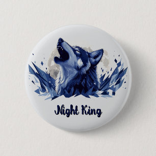 Night King - Howling Wolf with Moon 6 Cm Round Badge